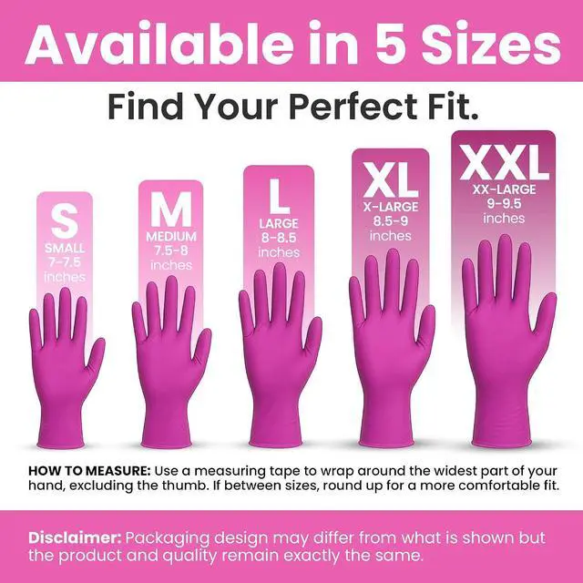 Alt view image 7 of 7 - SAFEWAY USA Pink Nitrile Gloves Disposable Non-Latex, Powder-Free, Ambidextrous Design Multi-purpose Gloves for House Chores, Nail Tech, Salon, Tattooing, Esthetician and more (100 pcs, Large)