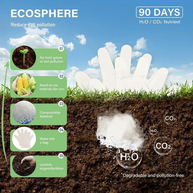 Alt view image 2 of 6 - Compostable Food Gloves 100% Compost Disposable Food Grade for Kitchen Cooking Cleaning ASTM D6400 BPI Certified 100 Couts Large