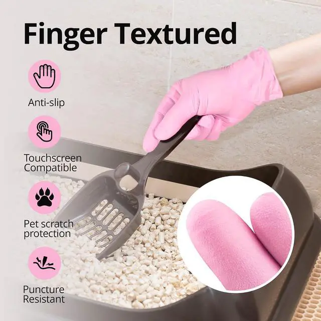 Alt view image 4 of 7 - SwiftGrip Pink Nitrile Gloves, 3-mil, Industrial Gloves Disposable Latex Free, for Cleaning & Esthetician, Rubber Powder-Free, 100-ct Box (X-Large)