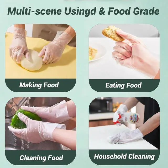 Alt view image 6 of 6 - Compostable Food Gloves 100% Compost Disposable Food Grade for Kitchen Cooking Cleaning ASTM D6400 BPI Certified 100 Couts Large