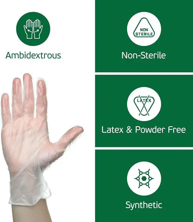 Alt view image 3 of 7 - Vinyl Disposable Gloves - Clear Plastic Food Safe Gloves for Cooking, Cleaning - Powder and Latex Free