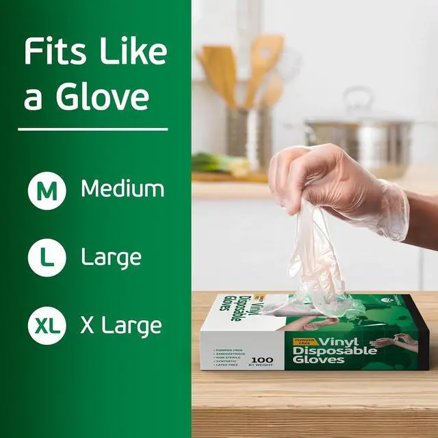 Alt view image 7 of 7 - Vinyl Disposable Gloves - Clear Plastic Food Safe Gloves for Cooking, Cleaning - Powder and Latex Free