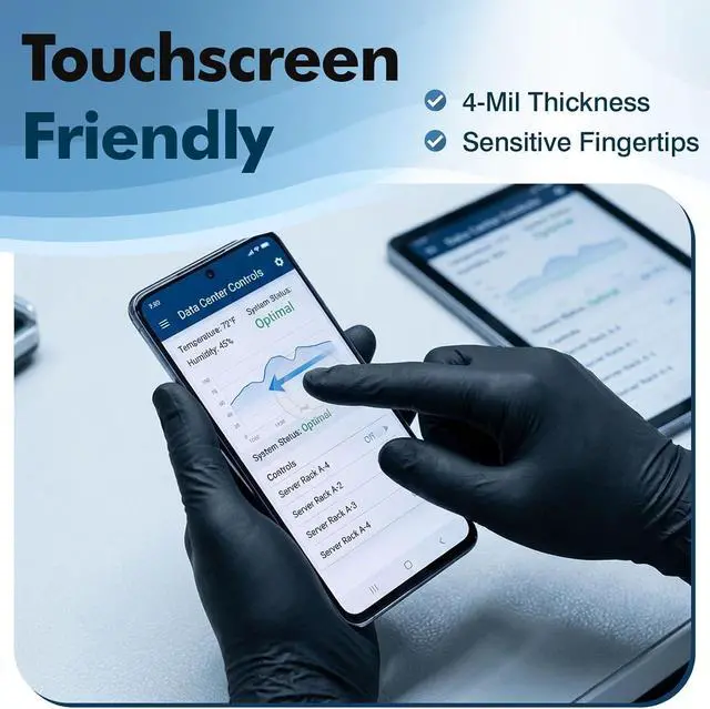 Alt view image 6 of 7 - Fixwal Disposable Black Nitrile Gloves, XL, 4 Mil, 120 Count | Food-Grade Protection with Textured Grip, Oil & Grease Resistant for Cleaning and Food Prep, Latex-Free, Powder-Free