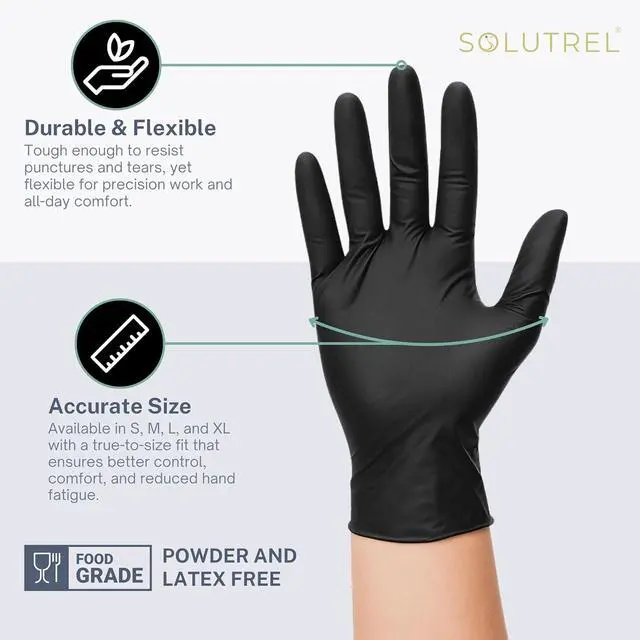 Alt view image 5 of 7 - Black Vinyl-Nitrile Disposable Gloves, 4.5mil, Latex & Powder-Free, For Salon, Cleaning, Food Prep, & More