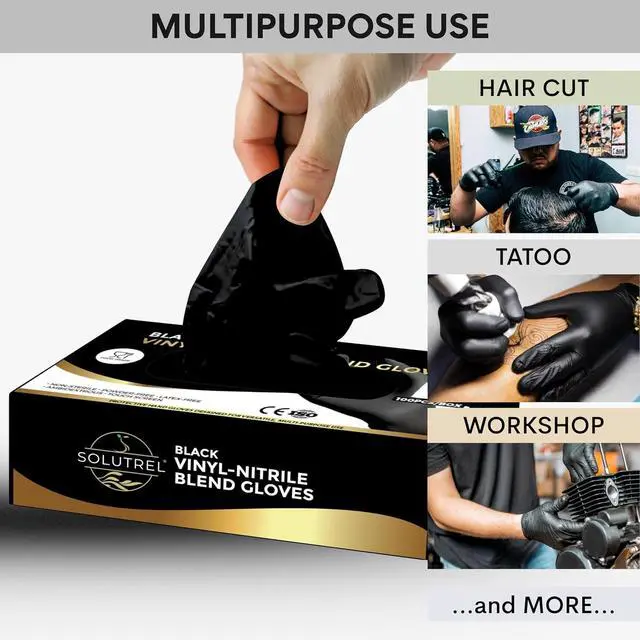 Alt view image 6 of 7 - Black Vinyl-Nitrile Disposable Gloves, 4.5mil, Latex & Powder-Free, For Salon, Cleaning, Food Prep, & More