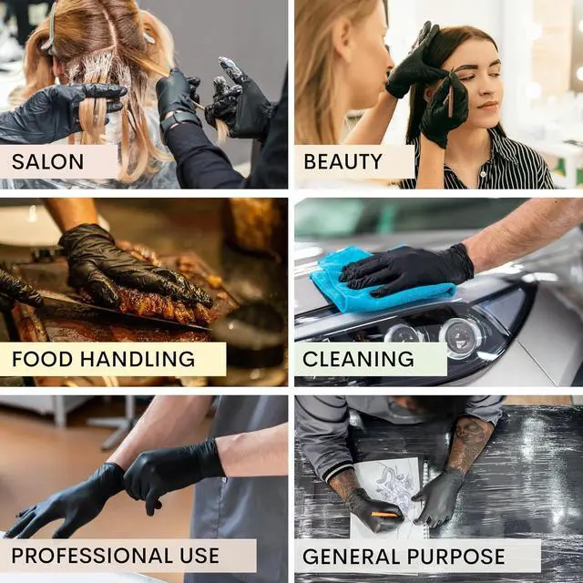 Alt view image 7 of 7 - Black Vinyl-Nitrile Disposable Gloves, 4.5mil, Latex & Powder-Free, For Salon, Cleaning, Food Prep, & More