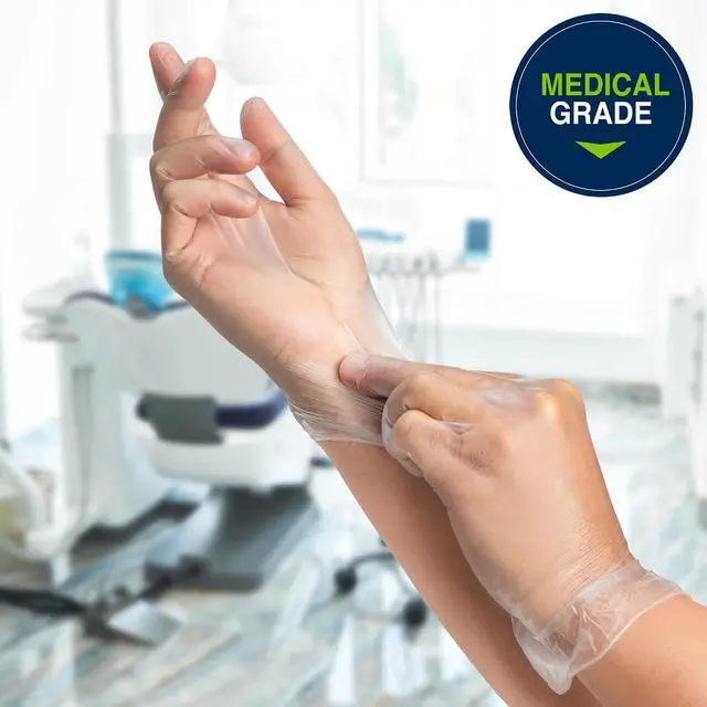 Alt view image 4 of 7 - HALYARD Disposable Vinyl Gloves, Powder-Free, Industrial, Food Service, Cleaning, 5.9 mil, 9.5", Clear, Large, 55033 (Box of 100)