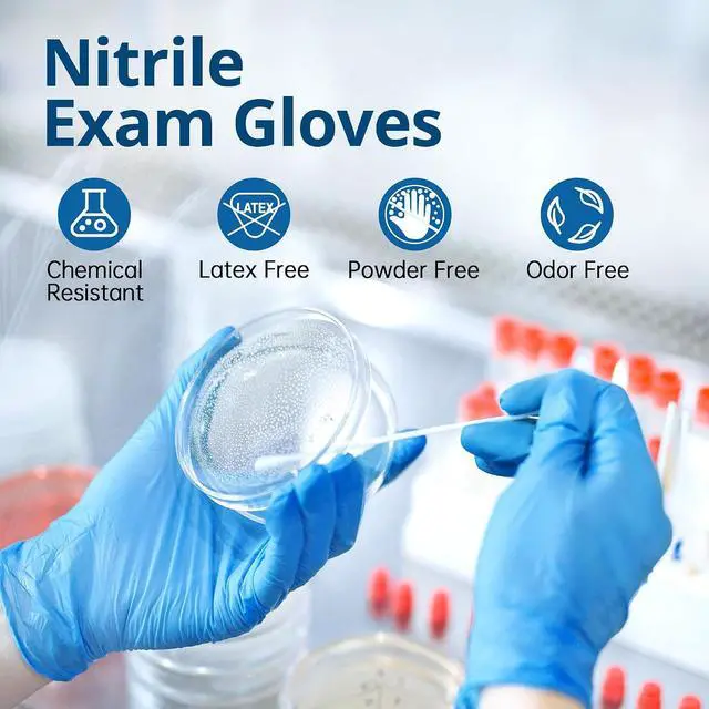 Alt view image 2 of 6 - SwiftGrip Disposable Nitrile Exam Gloves, Blue, Latex Free, Medical Gloves for Cleaning, Food-Safe, Powder Free, Non-Sterile
