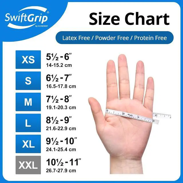 Alt view image 6 of 6 - SwiftGrip Disposable Nitrile Exam Gloves, Blue, Latex Free, Medical Gloves for Cleaning, Food-Safe, Powder Free, Non-Sterile