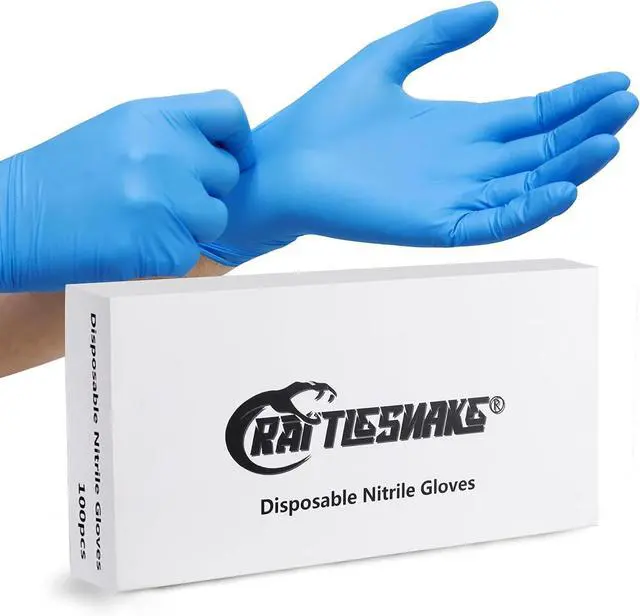 Main image of rattlesnake Blue Textured Nitrile Gloves 4 Mil,Disposable Latex-Free Gloves Powder-free(pack of 100)