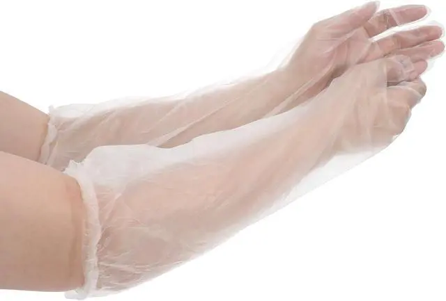 Main image of QfwdfcTrenz 20Pcs Long Disposable Gloves, 23.6inch Cleaning Plastic Gloves Elbow Length Plastic Waterproof Sleeve for Cooking, Dishwashing, Hair Color, Field Dressing, House Gardening