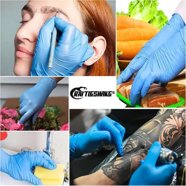 Alt view image 6 of 6 - rattlesnake Blue Textured Nitrile Gloves 4 Mil,Disposable Latex-Free Gloves Powder-free(pack of 100)