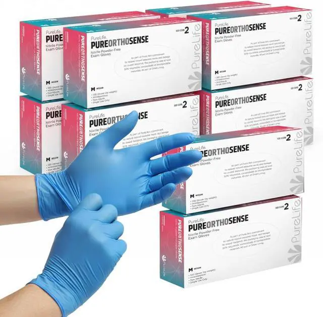 Main image of PureLife Medical Gloves Disposable Latex free- Blue Nitrile Gloves