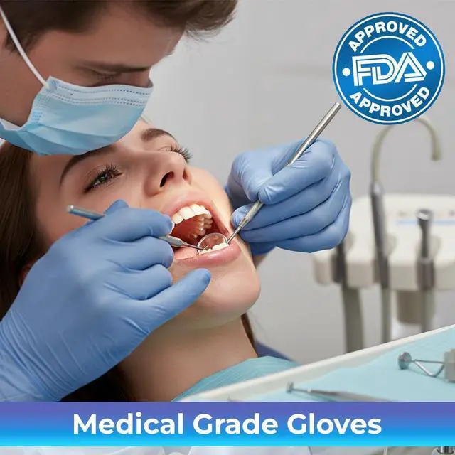 Alt view image 2 of 7 - PureLife Medical Gloves Disposable Latex free- Blue Nitrile Gloves