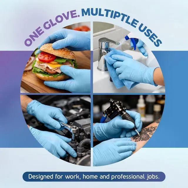 Alt view image 5 of 7 - PureLife Medical Gloves Disposable Latex free- Blue Nitrile Gloves