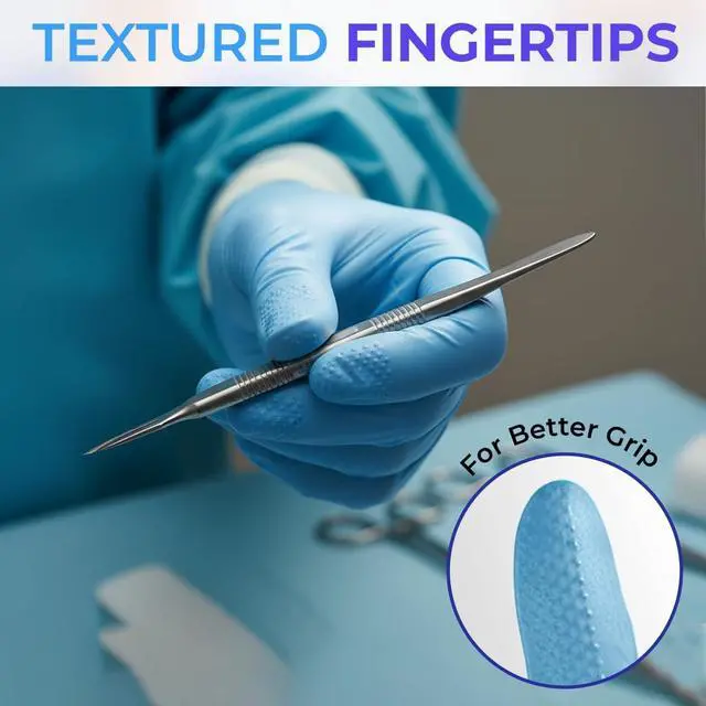 Alt view image 6 of 7 - PureLife Medical Gloves Disposable Latex free- Blue Nitrile Gloves