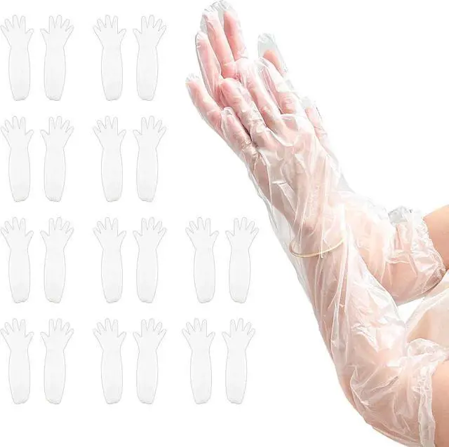 Main image of 20Pcs/10Pairs Long Gloves for Cleaning - Extra Long Disposable Cleaning Gloves 23.6 Inches Reusable Long Sleeve Gloves Waterproof for Kitchen Cooking Household Dishwashing