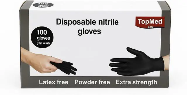 Main image of Nitrile Gloves Household Cleaning Gloves Powder-Free Latex-Free, Non-Sterile Black 100-Count