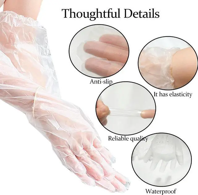 Alt view image 3 of 6 - 20Pcs/10Pairs Long Gloves for Cleaning - Extra Long Disposable Cleaning Gloves 23.6 Inches Reusable Long Sleeve Gloves Waterproof for Kitchen Cooking Household Dishwashing