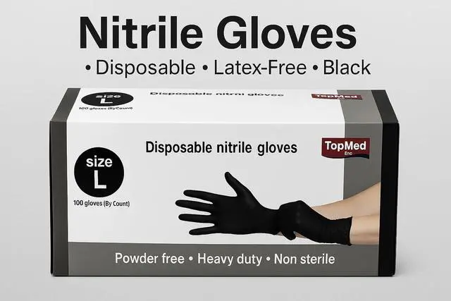 Alt view image 3 of 7 - Nitrile Gloves Household Cleaning Gloves Powder-Free Latex-Free, Non-Sterile Black 100-Count