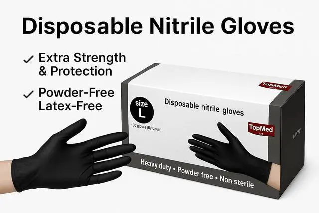 Alt view image 6 of 7 - Nitrile Gloves Household Cleaning Gloves Powder-Free Latex-Free, Non-Sterile Black 100-Count