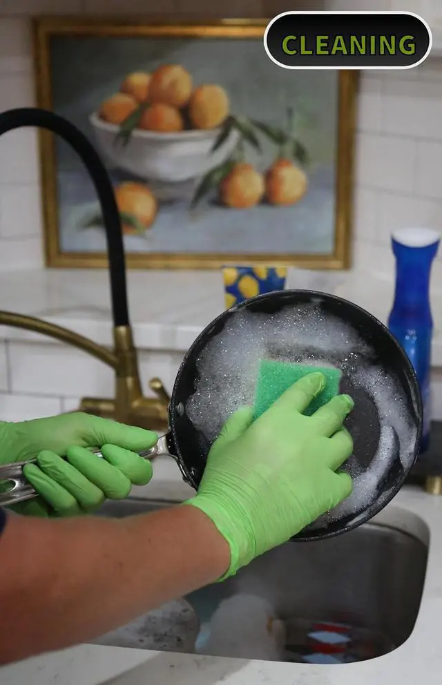 Alt view image 5 of 7 - STYLETEK Nitrile Lime Green Glove, Disposable Glove, Powder Free, Thick Quality, Latex-Free, Salon, Home,Gardening, Mutli Use