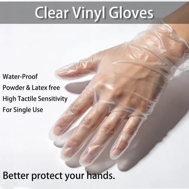 Alt view image 2 of 6 - Disposable Kid Vinyl Gloves, Clear Vinyl Glove for Children/Adult, Transparent Glove for Cooking, Cleaning (S/M/L)