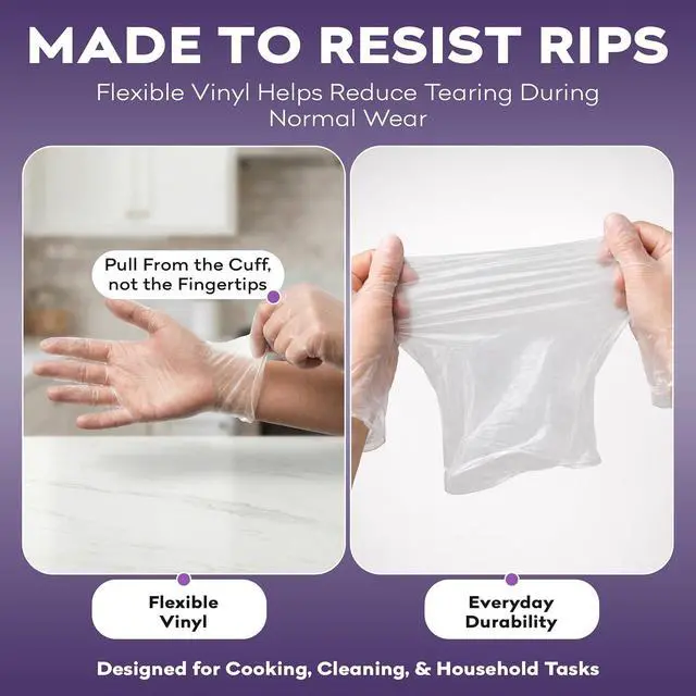Alt view image 4 of 7 - ProHeal Clear Vinyl Disposable Gloves - Food Safe Cooking and Household Cleaning Gloves -Powder and Latex Free Kitchen Glove