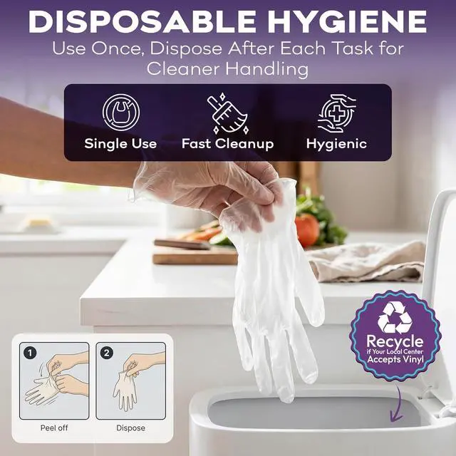 Alt view image 6 of 7 - ProHeal Clear Vinyl Disposable Gloves - Food Safe Cooking and Household Cleaning Gloves -Powder and Latex Free Kitchen Glove