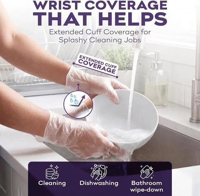 Alt view image 7 of 7 - ProHeal Clear Vinyl Disposable Gloves - Food Safe Cooking and Household Cleaning Gloves -Powder and Latex Free Kitchen Glove