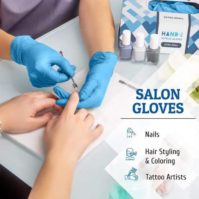 Alt view image 6 of 7 - Hand-E Touch Blue Nitrile Disposable Gloves - Latex Free Medical Exam Gloves, Powder Free, Food Safe, Cooking