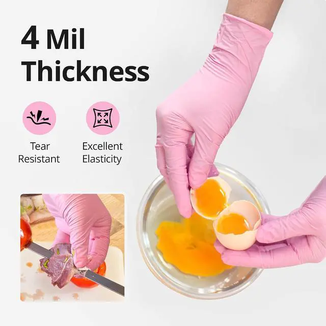Alt view image 2 of 7 - SwiftGrip Nitrile Exam Gloves, 4 Mil, Cherry Blossom, Food Safe Gloves Disposable Latex Free, Powder Free