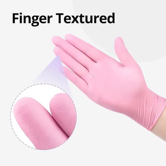 Alt view image 5 of 7 - SwiftGrip Nitrile Exam Gloves, 4 Mil, Cherry Blossom, Food Safe Gloves Disposable Latex Free, Powder Free