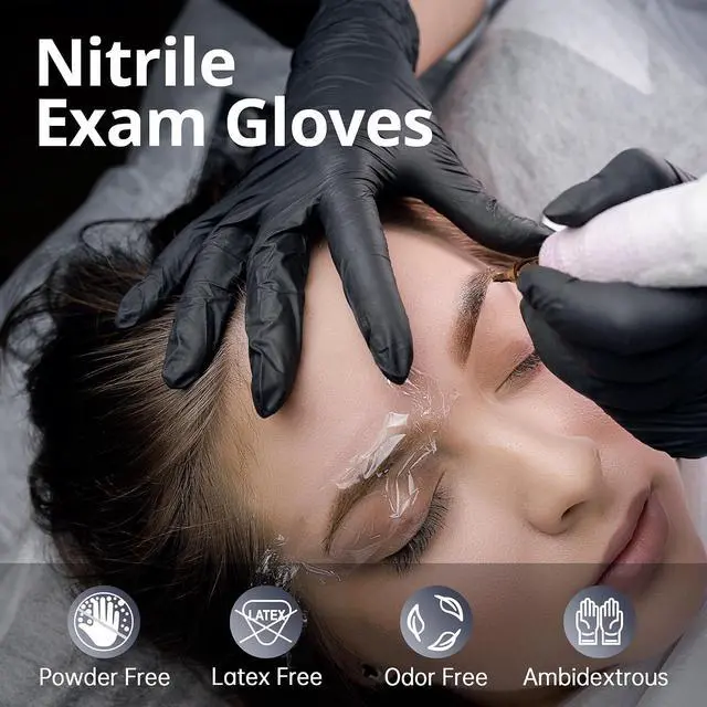 Alt view image 3 of 7 - SwiftGrip Disposable Nitrile Exam Gloves, Black Nitrile Gloves Disposable Latex Free for Medical, Cooking & Esthetician