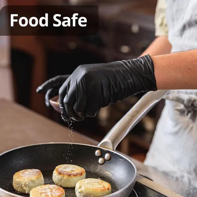 Alt view image 4 of 7 - SwiftGrip Disposable Nitrile Exam Gloves, Black Nitrile Gloves Disposable Latex Free for Medical, Cooking & Esthetician