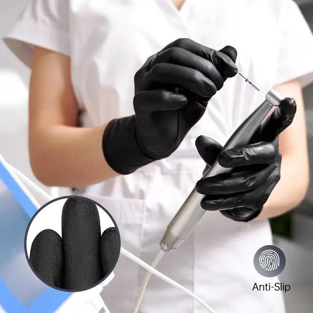 Alt view image 5 of 7 - SwiftGrip Disposable Nitrile Exam Gloves, Black Nitrile Gloves Disposable Latex Free for Medical, Cooking & Esthetician