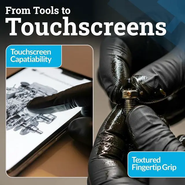 Alt view image 4 of 7 - Hand-E Touch Black Nitrile Disposable Gloves Medium, 50 Count - BBQ, Tattoo, Hair Dye, Cooking, Mechanic Gloves - Powder and Latex Free