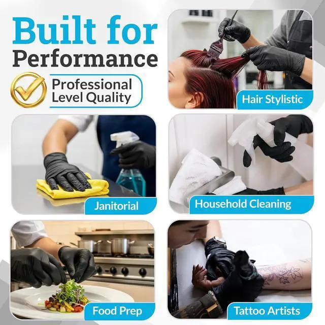Alt view image 5 of 7 - Hand-E Touch Black Nitrile Disposable Gloves Medium, 50 Count - BBQ, Tattoo, Hair Dye, Cooking, Mechanic Gloves - Powder and Latex Free