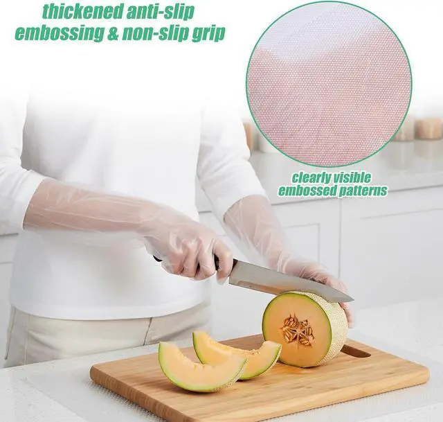 Alt view image 4 of 7 - 20PCS Transparent Long Disposable Rubber Cleaning Gloves, 23.6in Plastic Dishwashing Gloves, Waterproof and Non-slip Disposable Plastic Glove for Housework, Kitchen, Dishwashing, Gardening