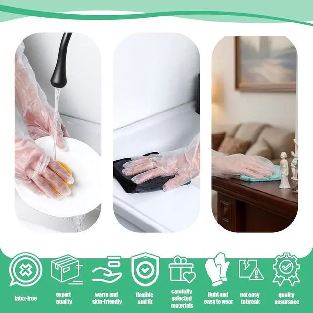 Alt view image 5 of 7 - 20PCS Transparent Long Disposable Rubber Cleaning Gloves, 23.6in Plastic Dishwashing Gloves, Waterproof and Non-slip Disposable Plastic Glove for Housework, Kitchen, Dishwashing, Gardening