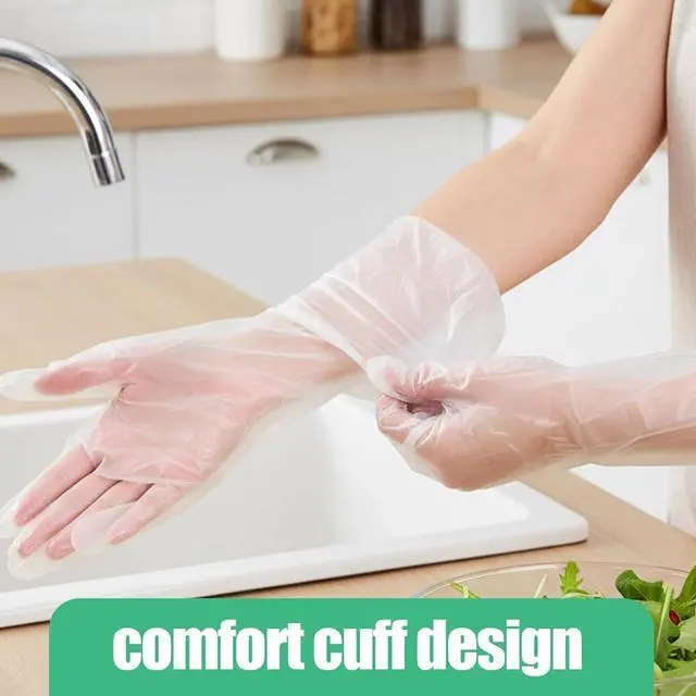 Alt view image 7 of 7 - 20PCS Transparent Long Disposable Rubber Cleaning Gloves, 23.6in Plastic Dishwashing Gloves, Waterproof and Non-slip Disposable Plastic Glove for Housework, Kitchen, Dishwashing, Gardening