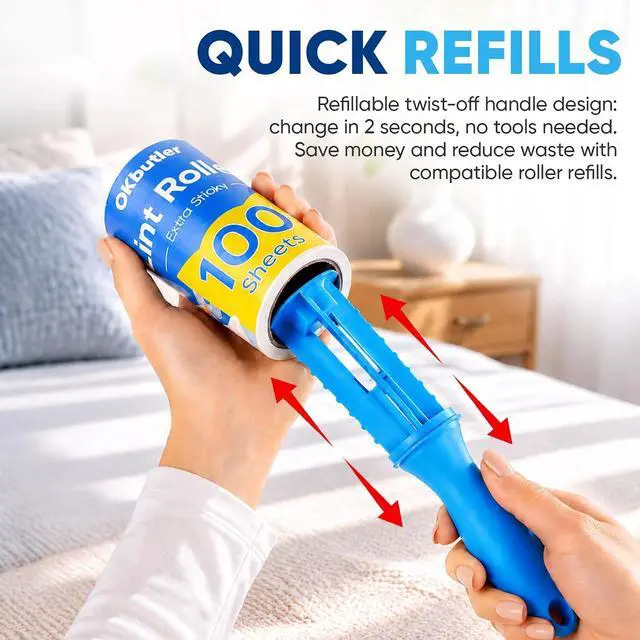 Alt view image 6 of 7 - 600 Sheets Lint Roller for Pet Hair, Lint Remover Extra Sticky | Extra Sticky with Spiral Easy Tear & Ergonomic Handle, Multipurpose for Clothes, Furniture, Carpet & Car Seats