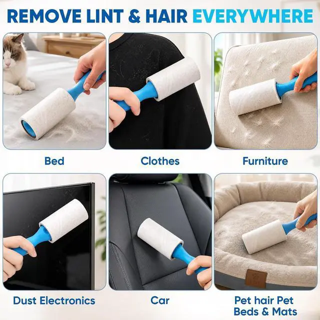 Alt view image 7 of 7 - 600 Sheets Lint Roller for Pet Hair, Lint Remover Extra Sticky | Extra Sticky with Spiral Easy Tear & Ergonomic Handle, Multipurpose for Clothes, Furniture, Carpet & Car Seats
