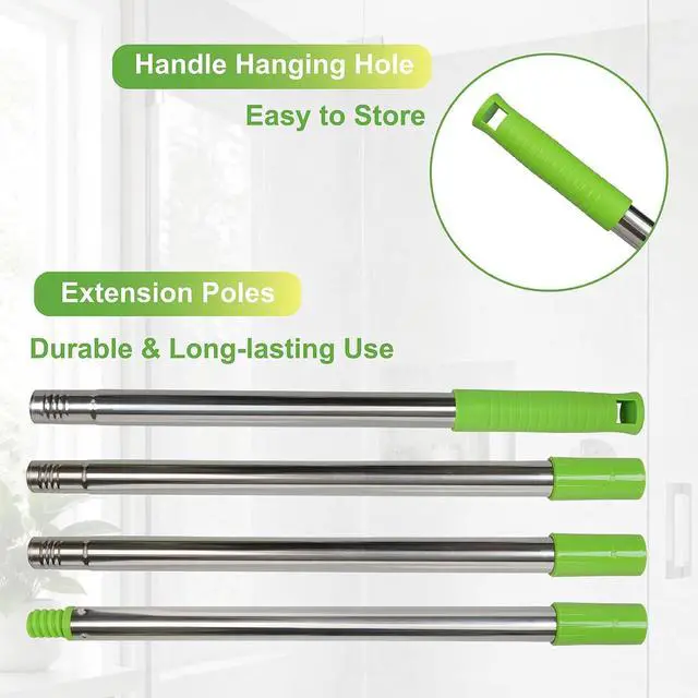 Alt view image 5 of 7 - 2 in 1 Window Squeegee with 55" Long Stainless Steel Handle,Sponge Car Squeegee for Home,Gas Station,Glass,Shower,Outdoor High Window Cleaning