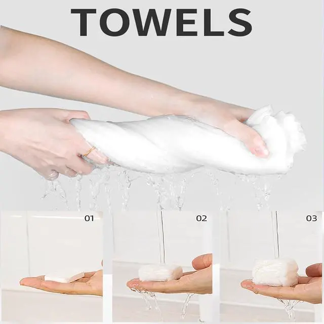 Alt view image 4 of 6 - Compressed Towel Tablet Portable Face Towel Washcloth (28 Pack) | Reusable Wet and Dry Disposable Towel, Baby Towel or Dog Towel Camping Wipes for Travel Hiking Home Beauty (Bluk)