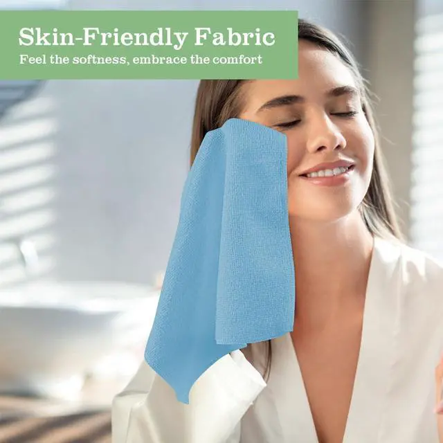 Alt view image 3 of 7 - UNIMADE Washcloths 20 Pack Face Towels (12" x 12"), Highly Soft Wash Cloths | Hand Towels, Fast Drying Multi-Purpose Microfiber Cleansing Cloths for Bathroom, Hotel, Spa, and Salon Blue