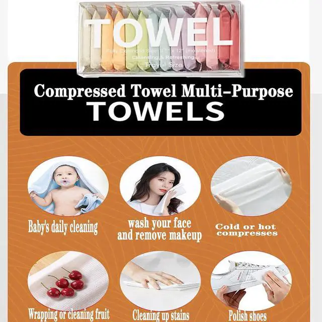 Alt view image 6 of 6 - Compressed Towel Tablet Portable Face Towel Washcloth (28 Pack) | Reusable Wet and Dry Disposable Towel, Baby Towel or Dog Towel Camping Wipes for Travel Hiking Home Beauty (Bluk)