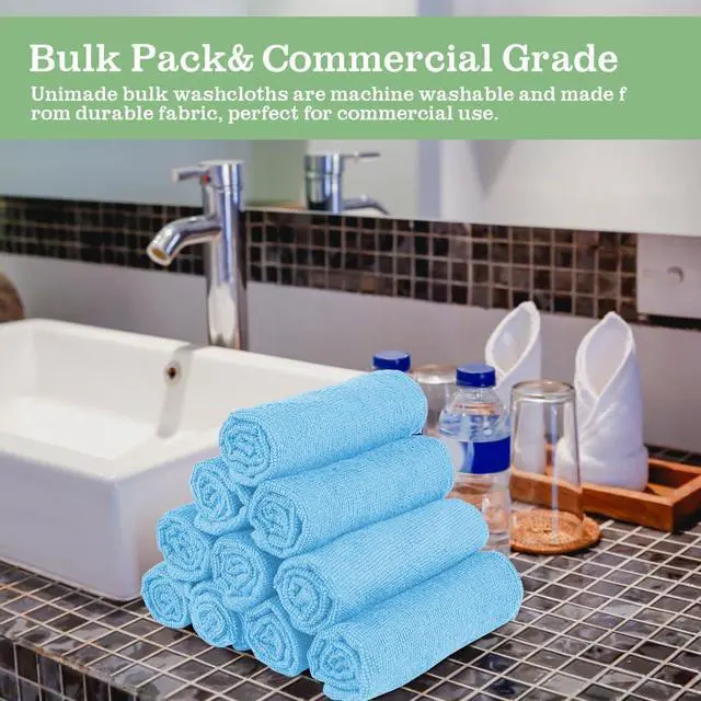 Alt view image 6 of 7 - UNIMADE Washcloths 20 Pack Face Towels (12" x 12"), Highly Soft Wash Cloths | Hand Towels, Fast Drying Multi-Purpose Microfiber Cleansing Cloths for Bathroom, Hotel, Spa, and Salon Blue