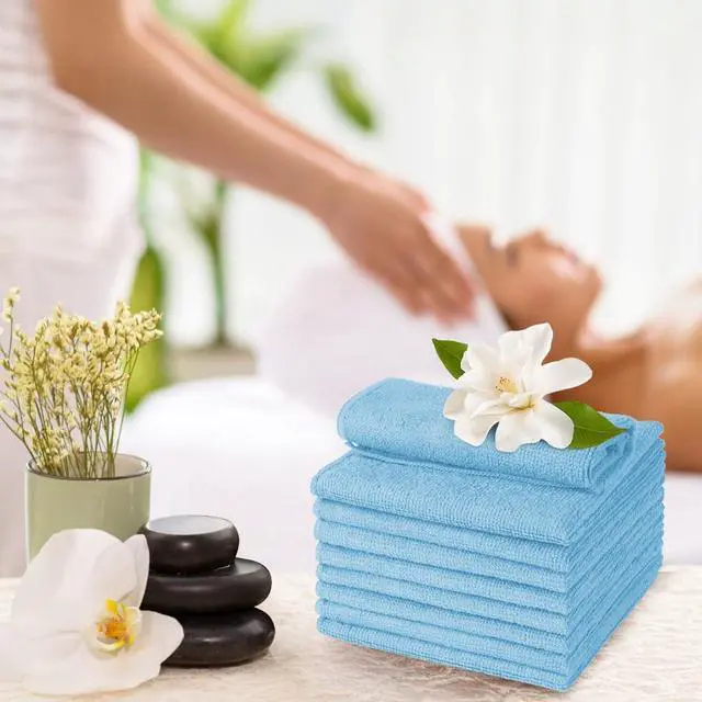 Alt view image 7 of 7 - UNIMADE Washcloths 20 Pack Face Towels (12" x 12"), Highly Soft Wash Cloths | Hand Towels, Fast Drying Multi-Purpose Microfiber Cleansing Cloths for Bathroom, Hotel, Spa, and Salon Blue