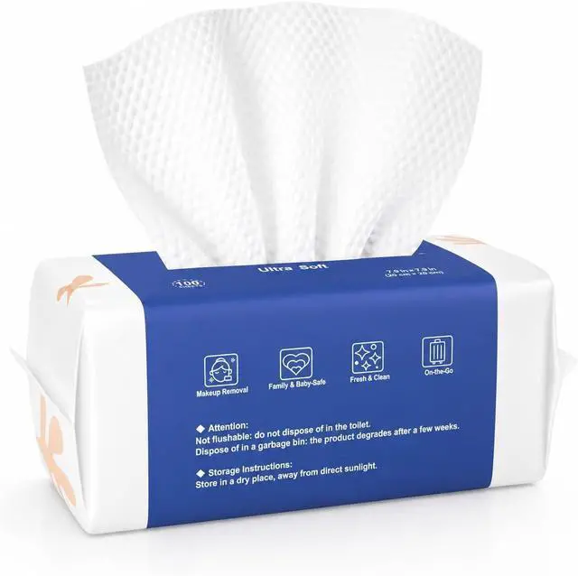 Main image of Ourmed Life Clean Face Towels Disposable, Ultra Soft & Absorbent, 100 Ct | Lint-Free, Sensitive Skin Friendly, Biodegradable, Skincare, Makeup Remover Dry Wipes, Facial Towels for Women Cleansing